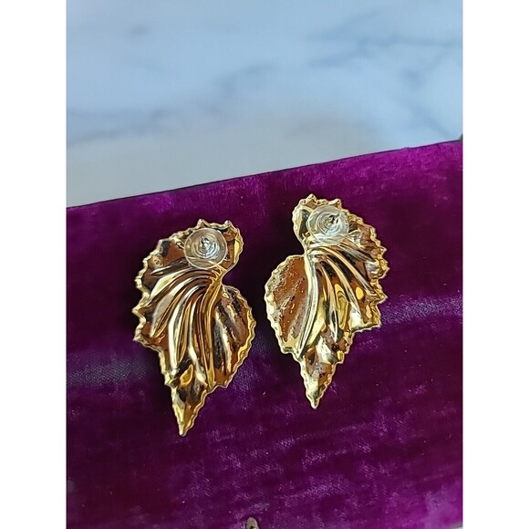 Enamel Statement Pierced Earrings Vintage - Picture 5 of 10